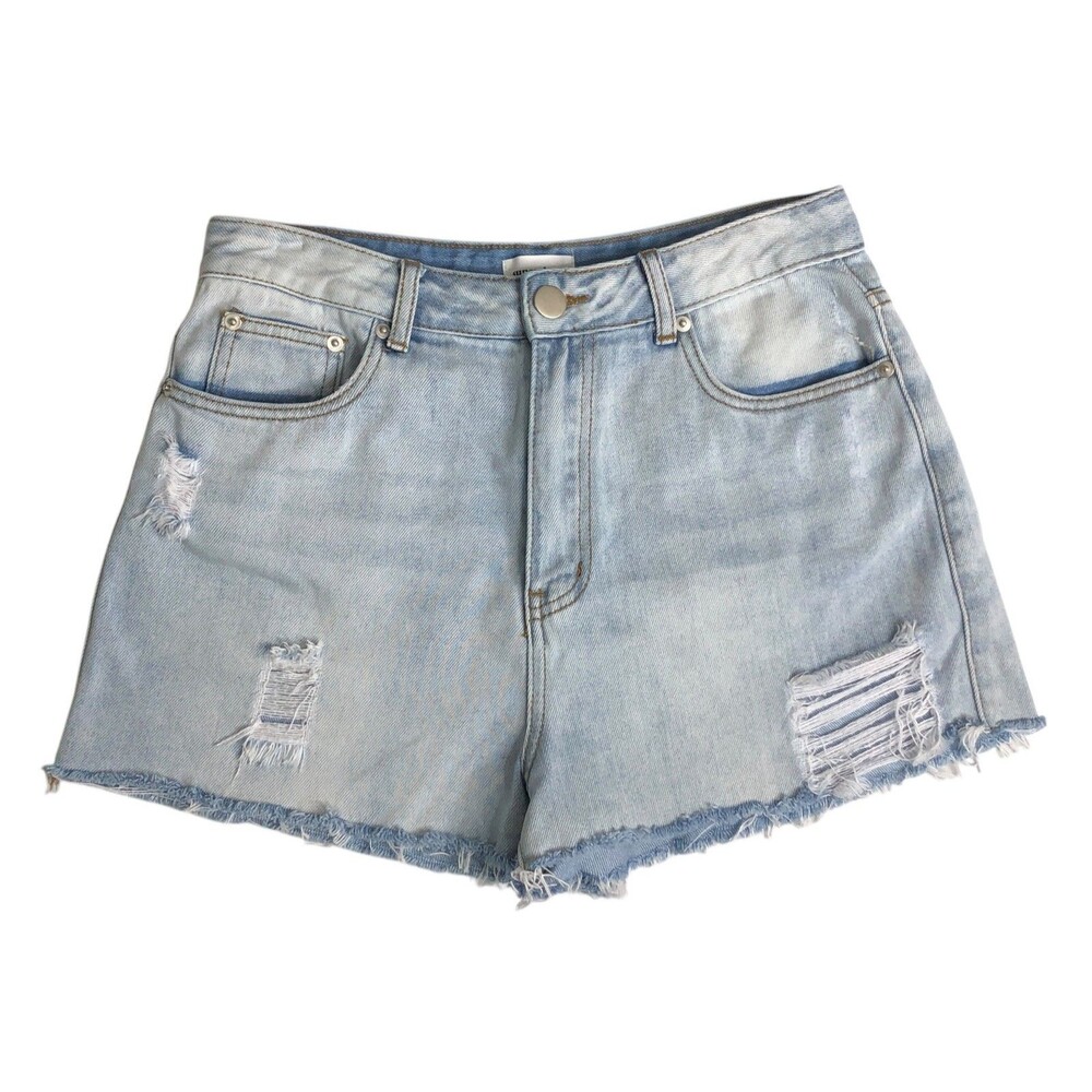 Superdown Shorts‎ Womens Large Denim Distressed Raw Hem High Rise Western Boho